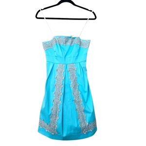 Lilly Pulitzer Betsy Strapless Strech In Tiffamy Blue Dress Size 2